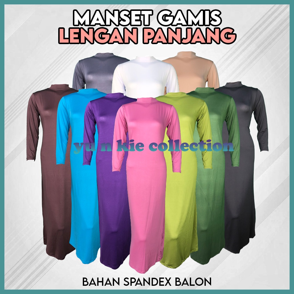 MANSET BAJU GAMIS SPANDEK LICIN / BALON LENGAN PANJANG DAN BUNTUNG...