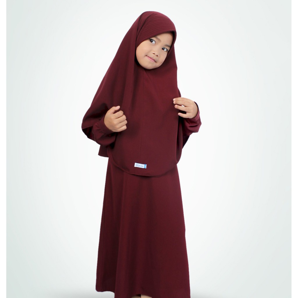 Salim Moslem Gamis Anak Syari Set Kerudung Besar Usia 1-10 Th Hitam-Navy-Ccoklat-Maroon-Pink-Putih