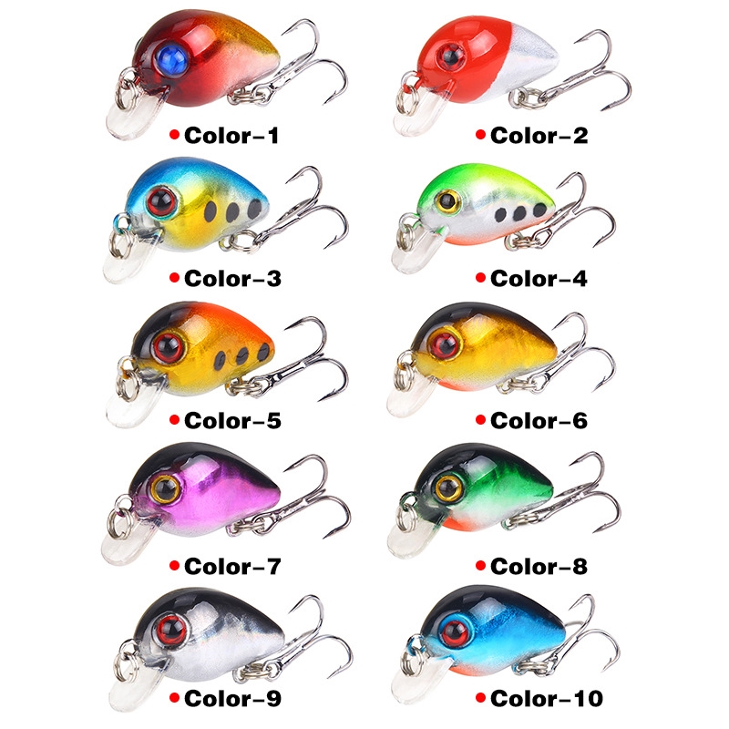 CrankBait Alat Pancing Kail Pancing Umpan Mancing Umpan Pancing Buatan CrankSet relix nusantara Mini Minnow Lure Umpan Ikan Umpan Pancing Alat Pancing Murah Plastic Bait 1PCS 3cm/1.6g Umpan Mancing