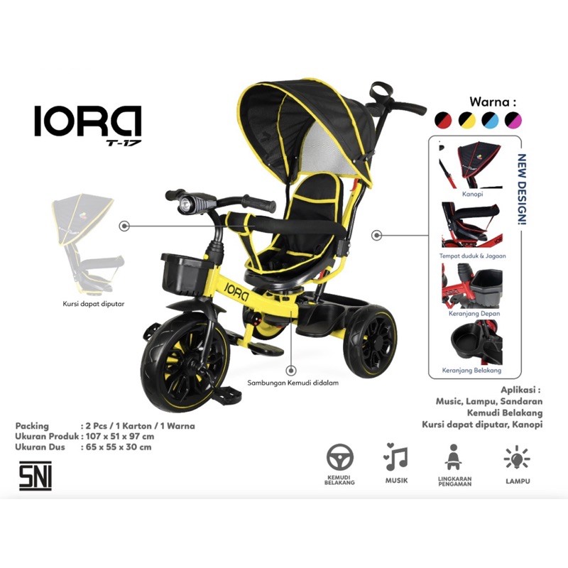 BABY STROLLER PMB IORA T17 TRICYCLE T-17 T 17 DORONGAN ANAK BAYI KERETA DORONG ANAK BAYI T09 T 09 T10 T 10 T11 T 11 T18 T 18 T21 T 21 T22 T 22 T23 T 23