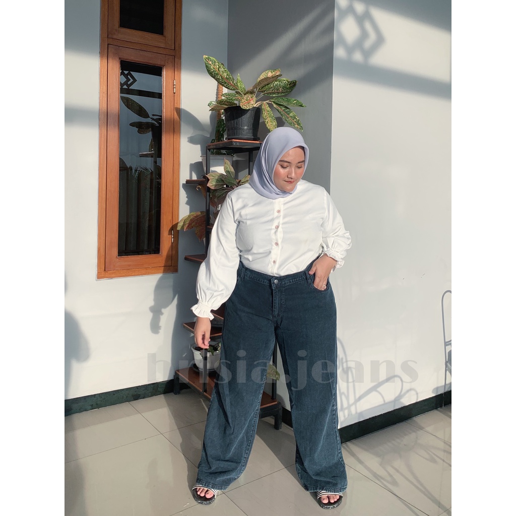 BRISIA JEANS - WENDY Boyfriend Jeans JUMBO - Snow Black - Black Size 34-38 / Loose Jeans BIGSIZE