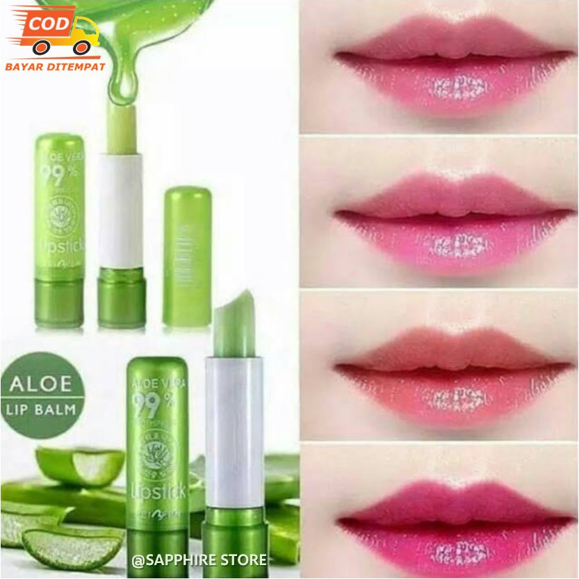 Lipbalm Pemerah Bibir Aloe Vera 99% TERLARIS / Lipstik Tahan Lama Aloe Vera 99% / Lipgloss Lipstik K