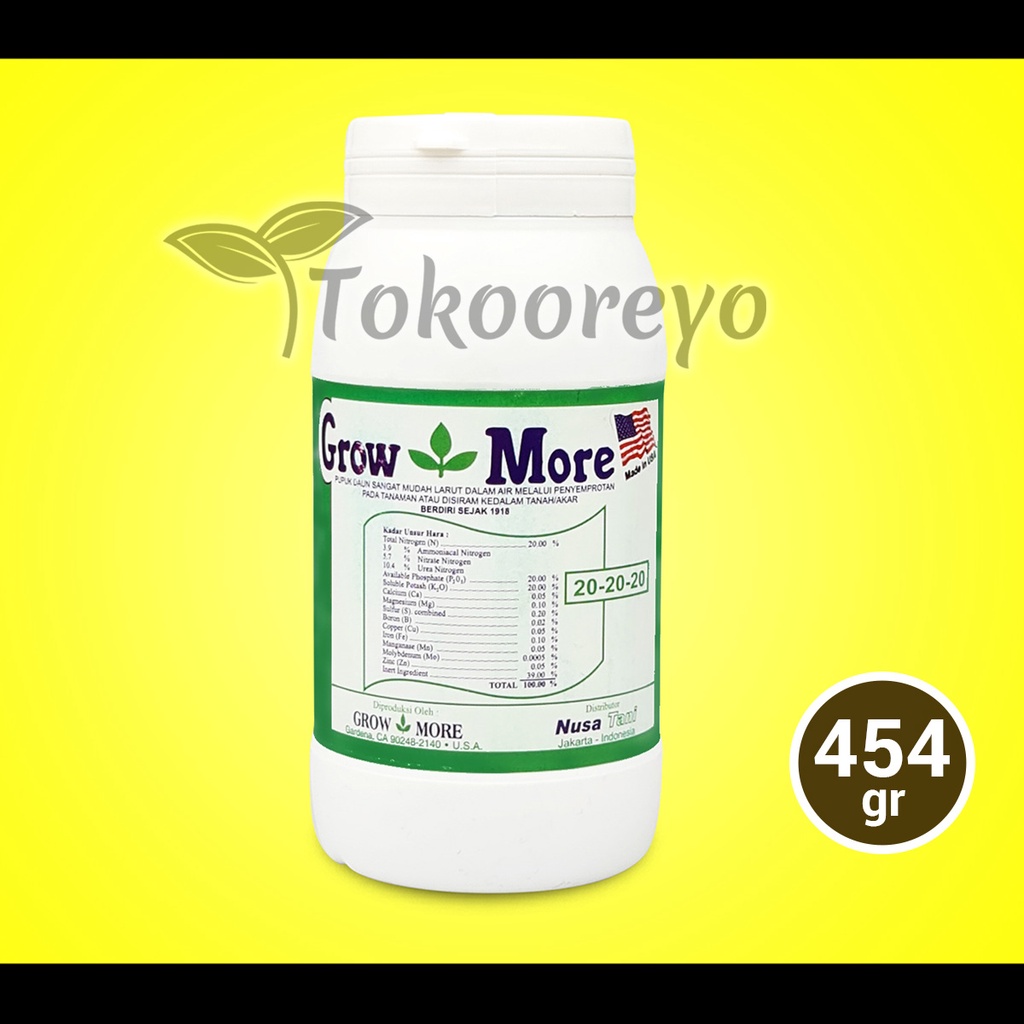 PUPUK GROWMORE 20 20 20 454 GRAM NPK SEIMBANG KEMASAN PABRIK