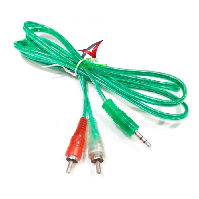 Kabel Audio Aux 3.5mm Stereo To 2 RCA Male Kabel 1 Ke 2 Pjg 1.5 Meter