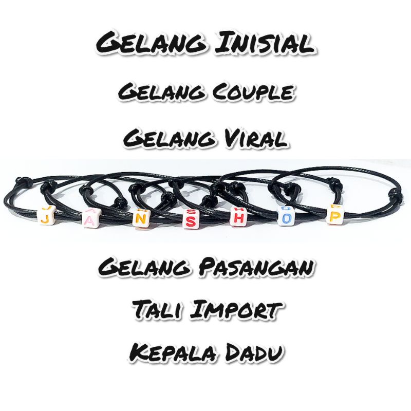 TERMURAH GELANG INISIAL GELANG COUPLE VIRAL LUCU TERBARU UNISEX