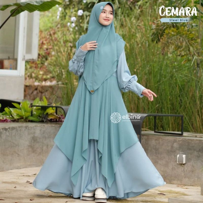 Dress Cemara by Elbina Hijab/Gamis Syari/Abaya Muslimah Kekinian