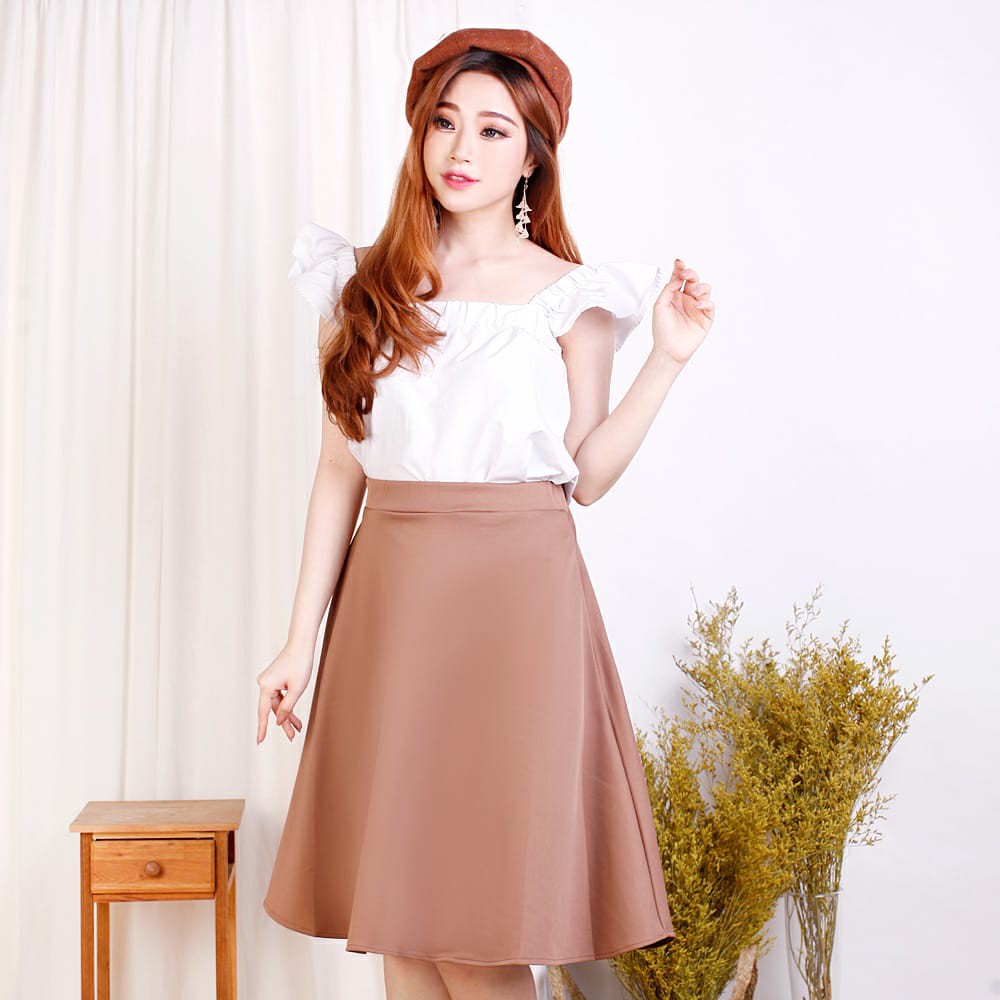 (BAYAR DI TEMPAT) REALPICT Rok Payung Scuba premium Lebar Polos Full Karet Pinggang rok kerja