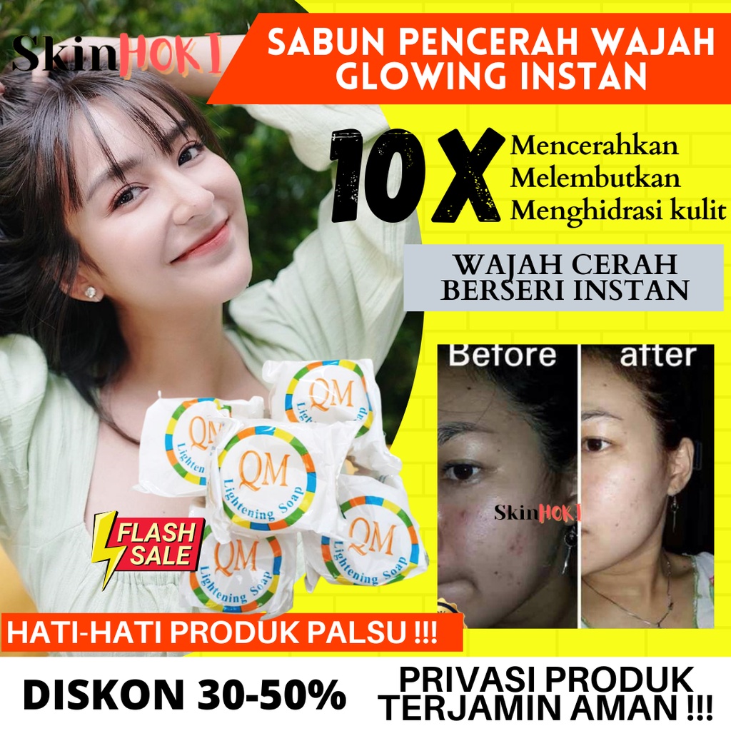 SABUN PEMUTIH WAJAH GLOWING PENGHILANG FLEK HITAM SABUN QM BRIGHTENING SOAP ORIGINAL BPOM