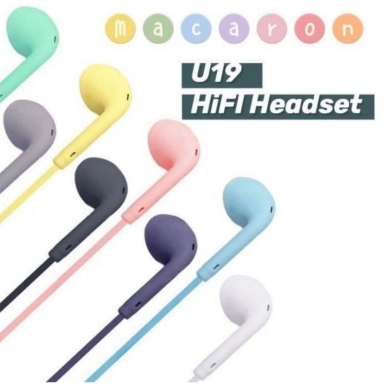 Handsfree Headset Macaron Warna U19 Original Stereo Extra Bass