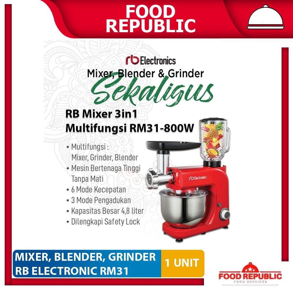 RB Mixer Blender Grinder 3 in 1 Multifungsi RM31-800W High Speed