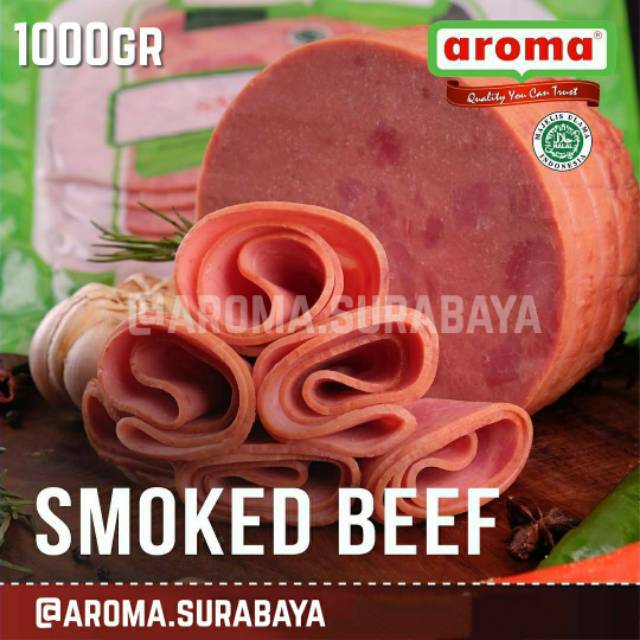 

AROMA Smoked Beef Bulat 1000gr / 1kg Daging Sapi Asap HALAL Meat Frozen Food