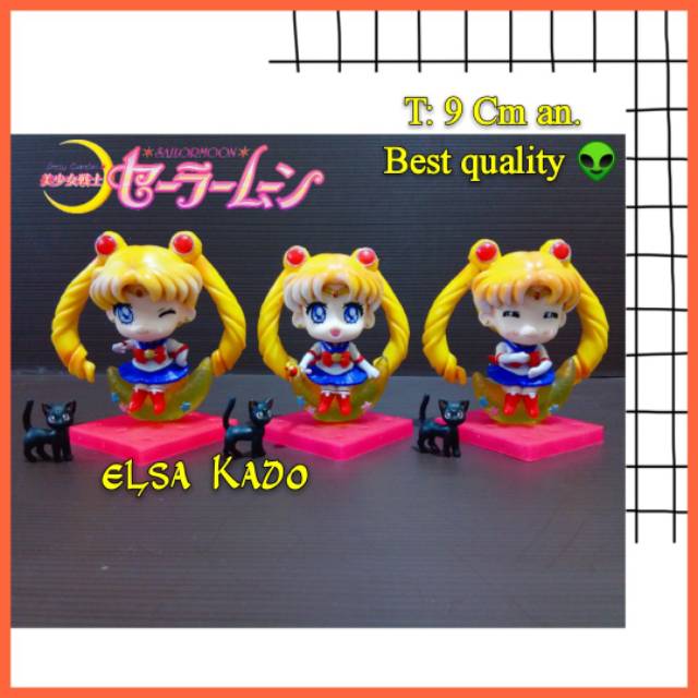 Sailor Moon Set Action Figure Anime Sailormoon Pajangan Mobil Hiasan Koleksi