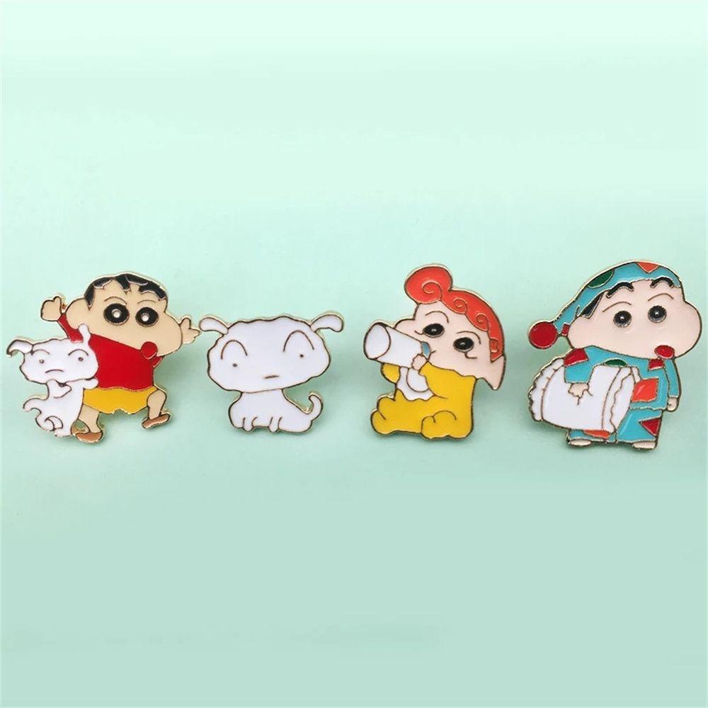 Lanfy Enamel Bros Perhiasan Hadiah Tas Sekolah Dekorasi Ransel Crayon Shin-chan Pin Logam Cosplay Lencana