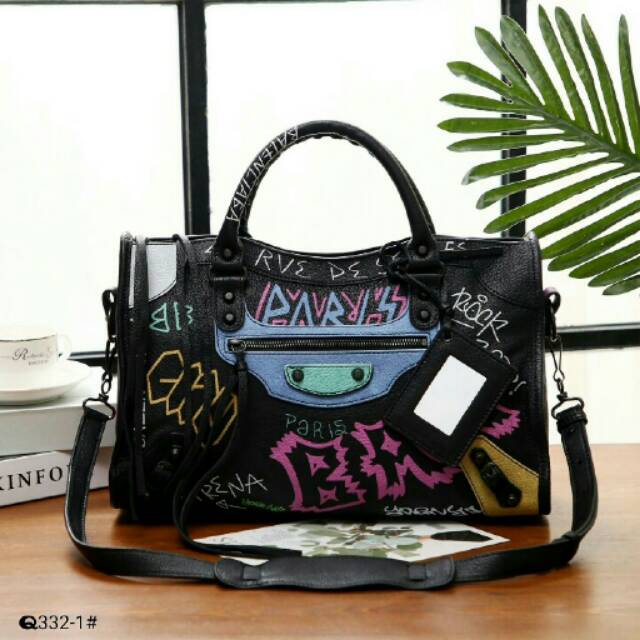 HandBag Wanita Import Selempang Tas Balenciaga Classic City Graffiti Bag