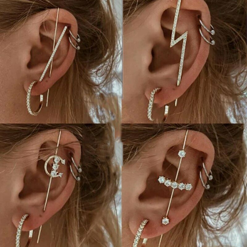 Anting Kait Gantung Wanita Hias Cubic Zirconia Gaya Bohemian Untuk Pernikahanhadiah