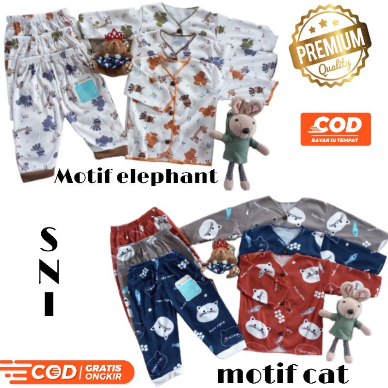 Paket baju celana bayi piyama bayi motif Stelan baju bayi motif 3stel SNI promo 9.9