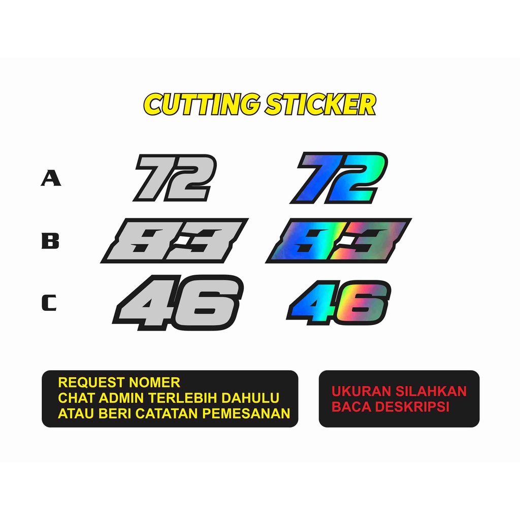 Stiker Nomor Custom Cutting Sticker Nomor Start Nomor Balap