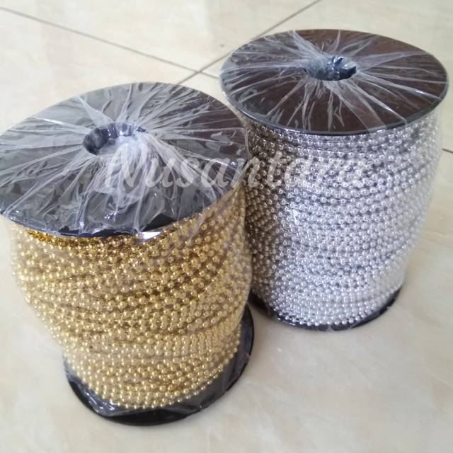 Monte renteng emas perak/ monte lada renteng / parel renteng emas perak 3mm per meter