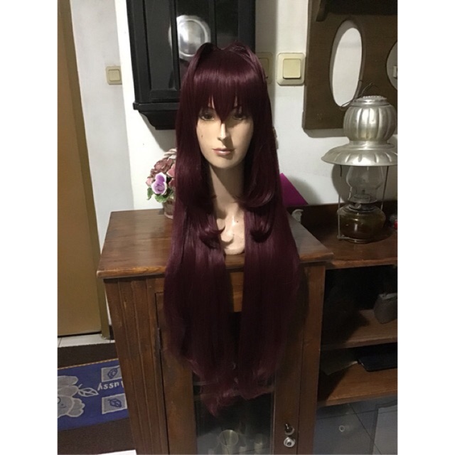 Scahatch Scathach 80-100cm Fate Grand Order FGO Wig Cosplay Red Maroon