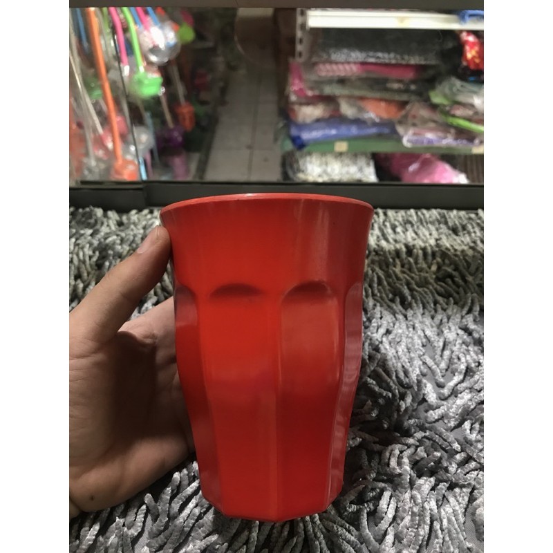 Gelas melamin Jumbo merah - Gelas belimbing Besar 13cm