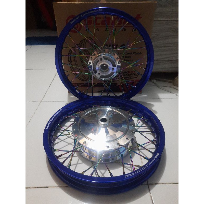 velg Scarlet 1set motor mio m3 fino 125 mio,J mio soul velg biru jari" pelanggi tromol chrome ukuran