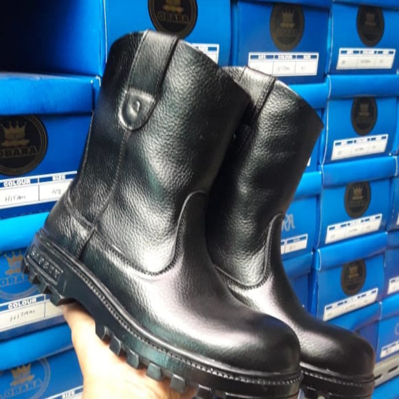 sepatu safety boots proyek lapangan kerja kontaktor pria kulit asli ujung besi coklat tan hitam 38 39 40 41 42  43 original 100%