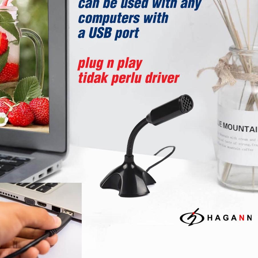 MIC-U03 USB Microphone Stand PC Laptop Mikrofon Kabel Condenser Kecil Microfon Zoom Meeting & Gaming