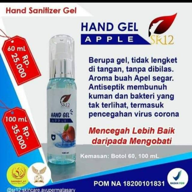 Hand gel sinitizer Sr12 skincare original