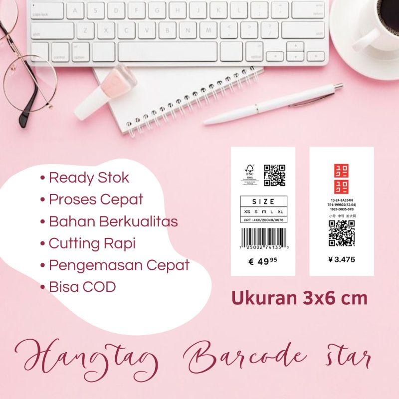 HANG TAG BAJU BARCODE STAR isi 60 pcs | Hangtag | Label Harga | Label baju | Tag Harga | Price Tag