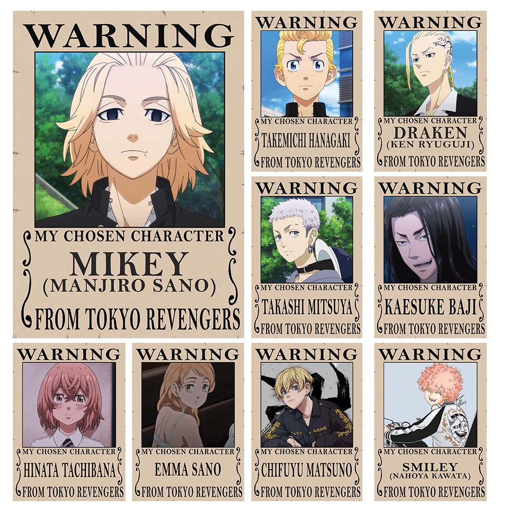 Poster Anime Tokyo Revengers Tkemichi Draken Baji Mikey A4