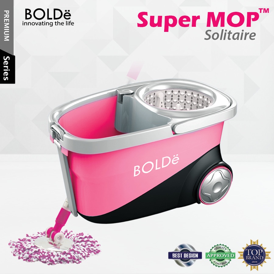 Alat Pel Lantai BOLDe Super Mop Solitare Roda Pengering Stainless Steel