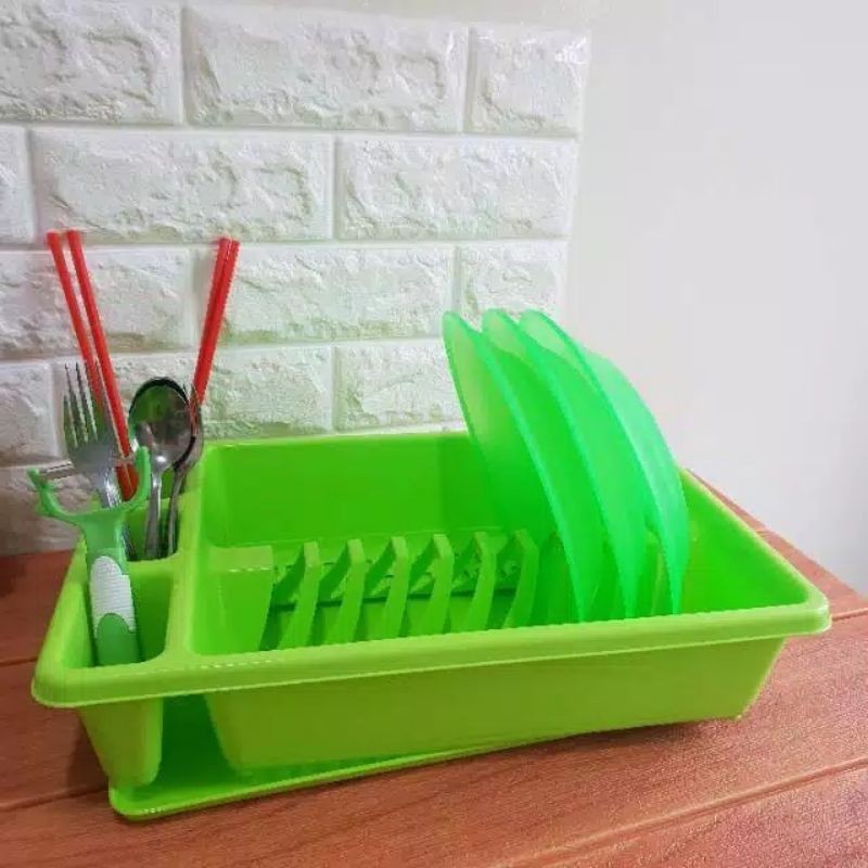 Rak Piring Plastik Serbaguna Dengan Nampan Pengering / Kitchen Dish Rack / Rak Cuci Piring