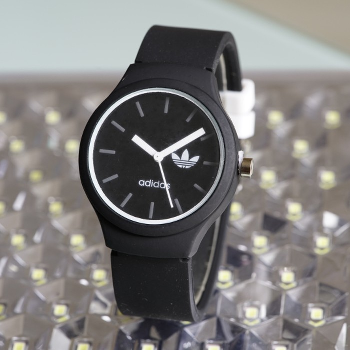 Jam Tangan Pria / Wanita Murah Adidas SK2845 Rubber Black White
