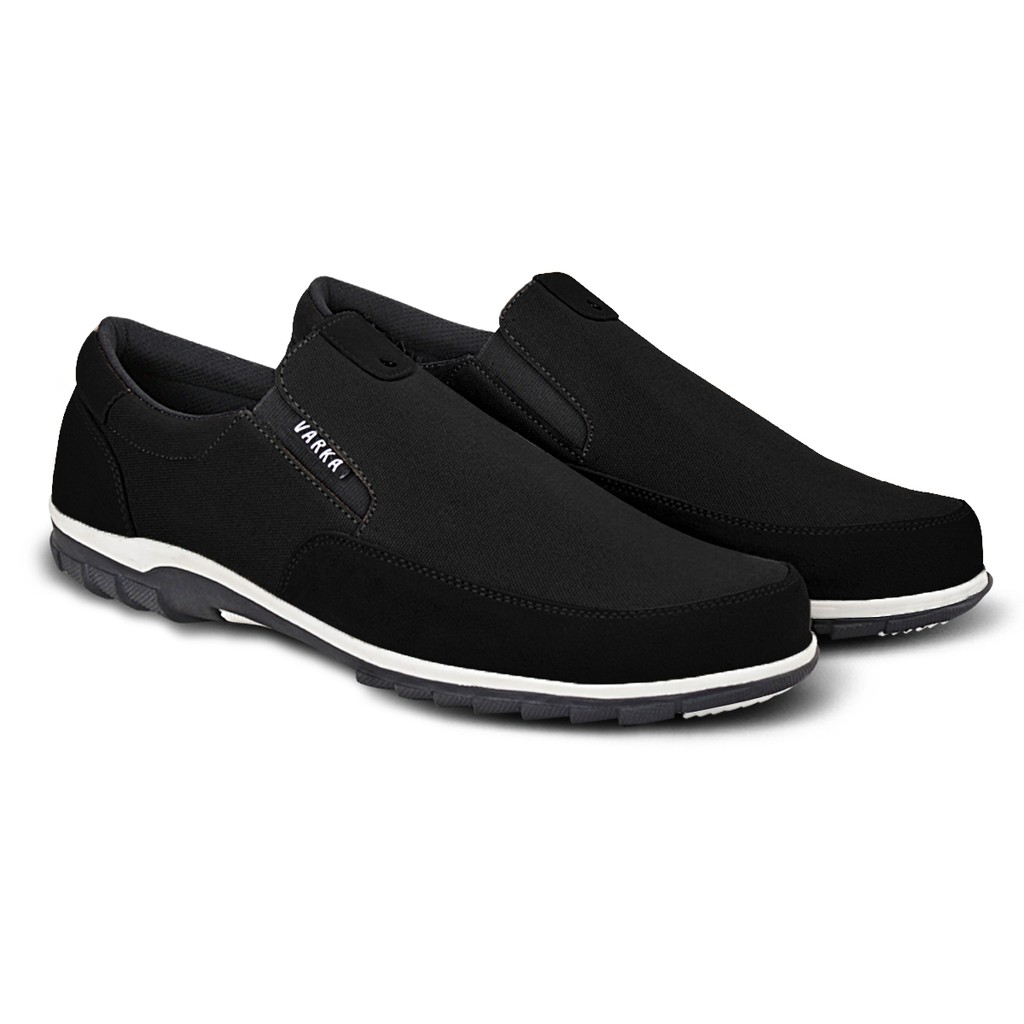 Sepatu Slip On Pria V 4334 Terbaru Brand Varka Sepatu Casual Santai Harga Murah Berkualitas Hitam