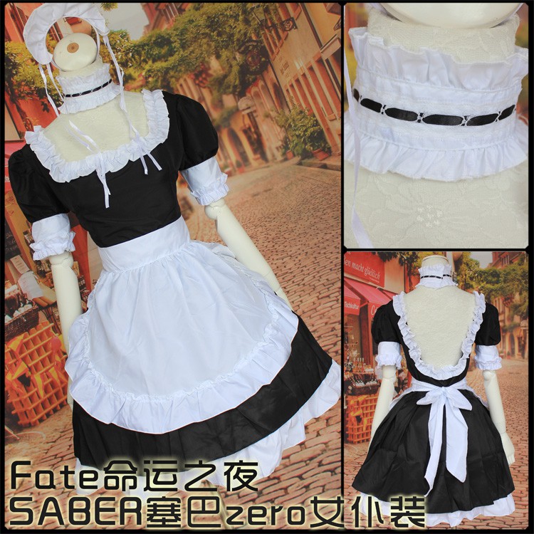 CC-102 maid lolita saber fate stay night cosplay kostum anime pelayan