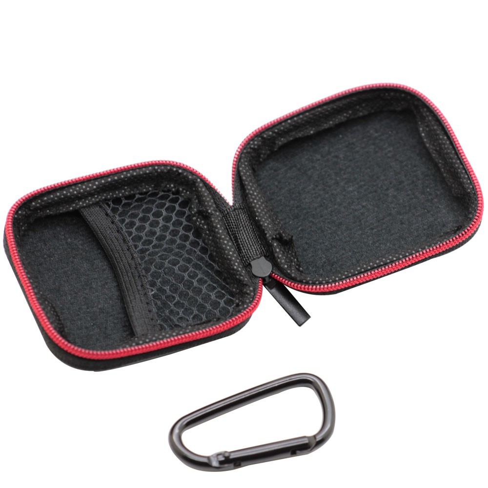 Earphone EVA Hard Shell Case with Carabiner - Black