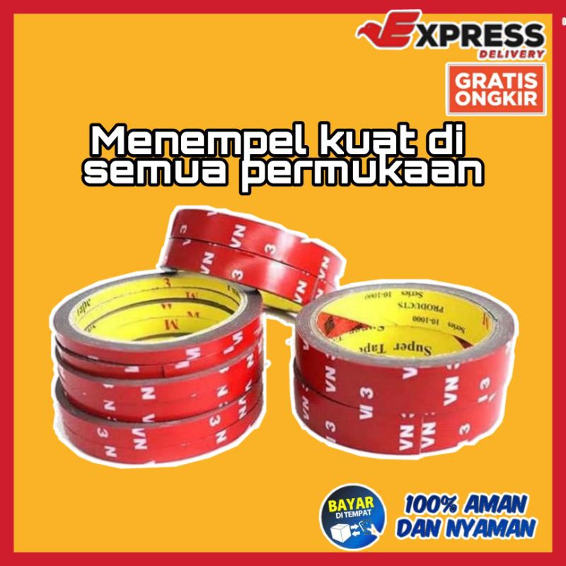 

Double tape 3m Merah Double tip Lem 2 Sisi Kecil Besar VN3 Panjang 3M