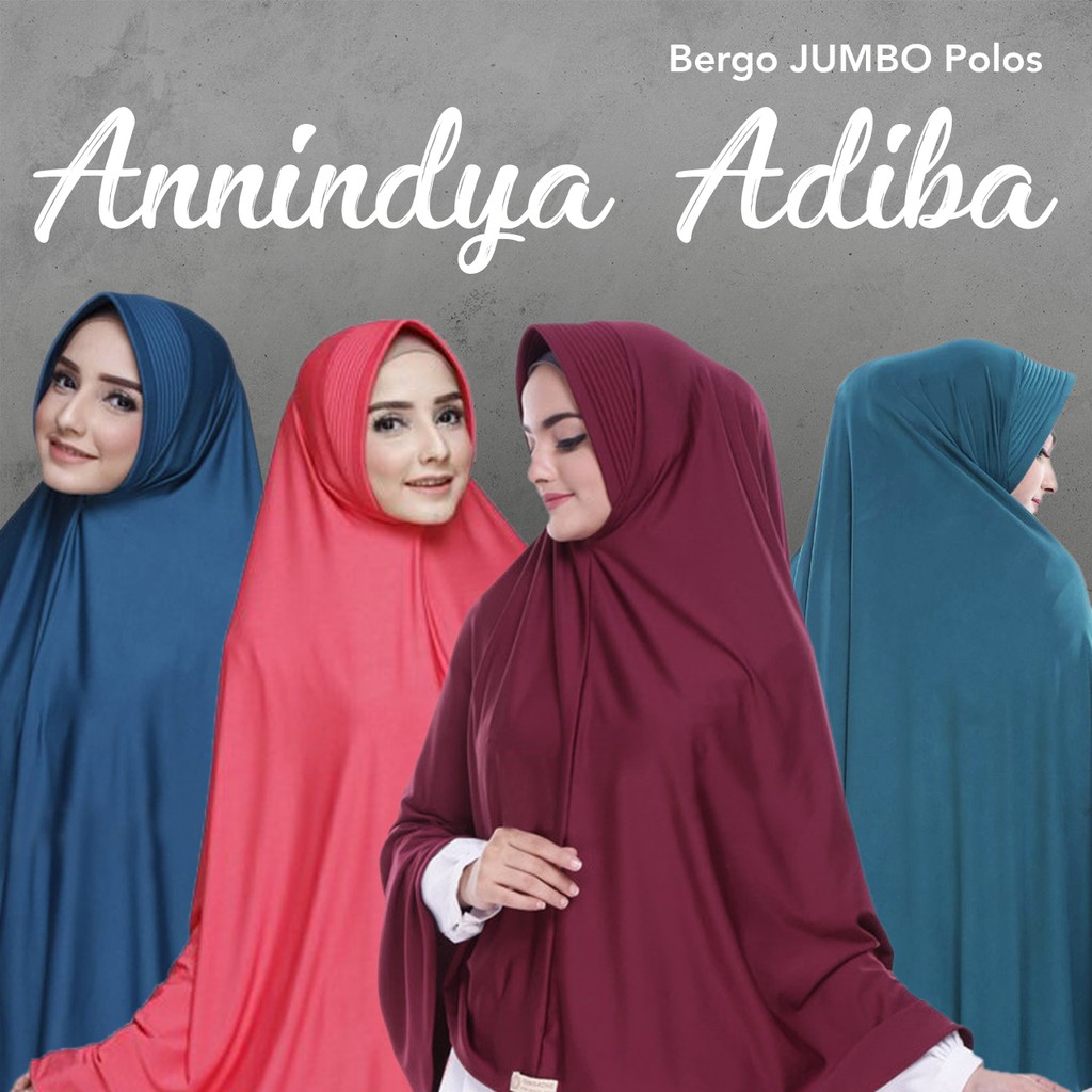 Bergo JUMBO Polos Annindya Kerudung Instan Hijab Adiba Anindya Jilbab Simple Pet Jersey Zoya