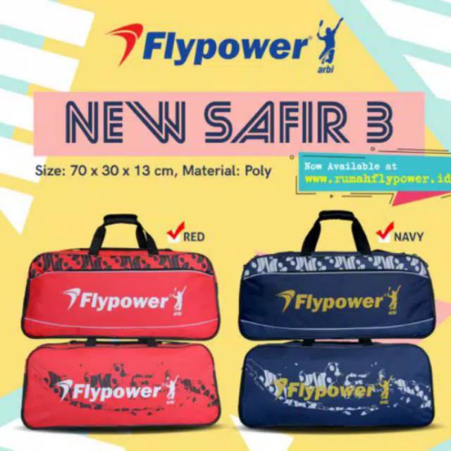 New safir 3/flypower/tas/badminton/bulutangkis/kotak/original