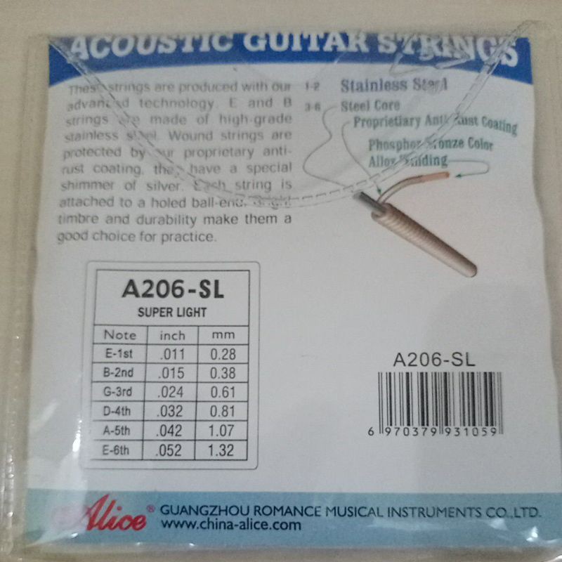 senar gitar Alice akustik string 011