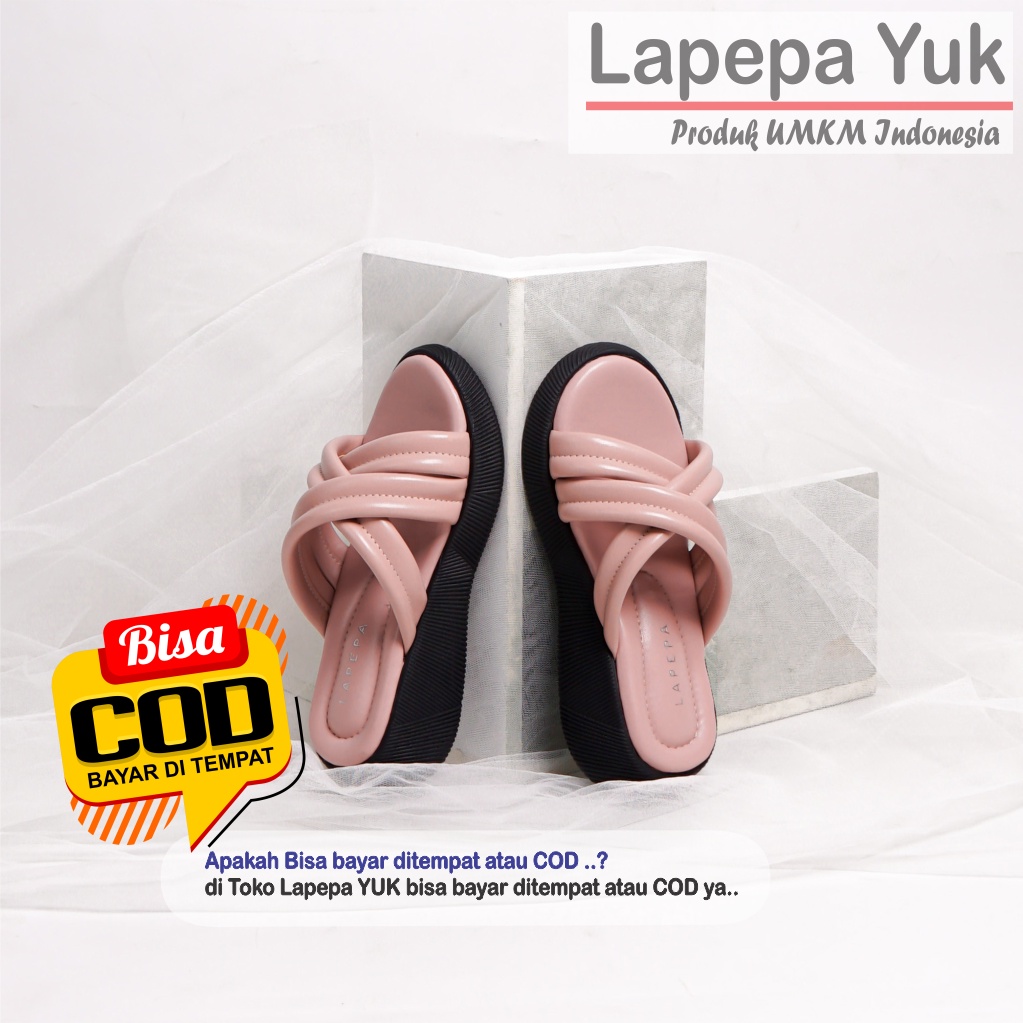 LAPEPA YUK - Sandal Platform Anak Perempuan Usia 2 sampai 10 Tahun TARA KIDS  Sendal Anak cewek Wedges Wanita Empuk Model Silang Warna LIGHT SALEM Pink Soft Lucu Cantik cewe Slop Usia Umur 3 4 5 6 7 8 9 thn Tahun Premium Ori Original Mall Official Store