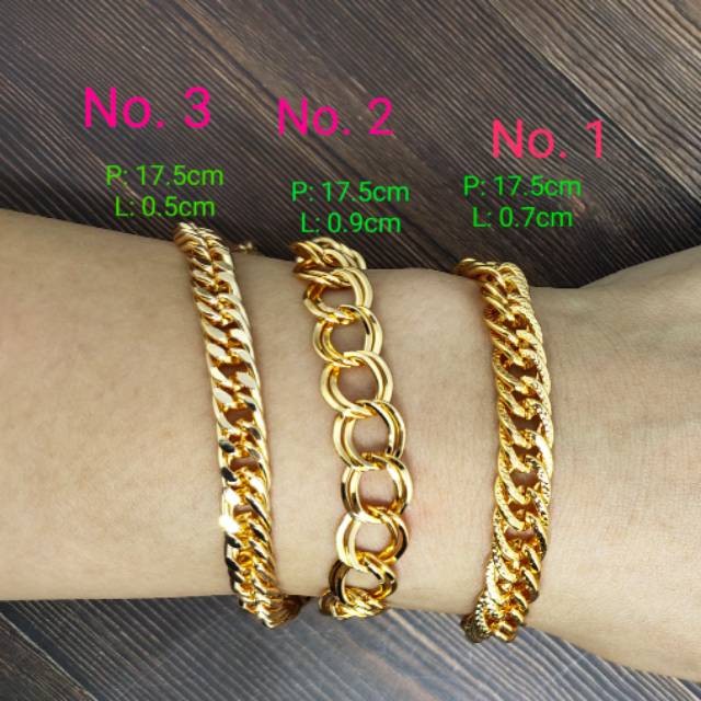 Fifi Fashion Gelang Gold Sisik Titanium Xuping ASLI Antikarat Antialergi(LT) 08#/28#