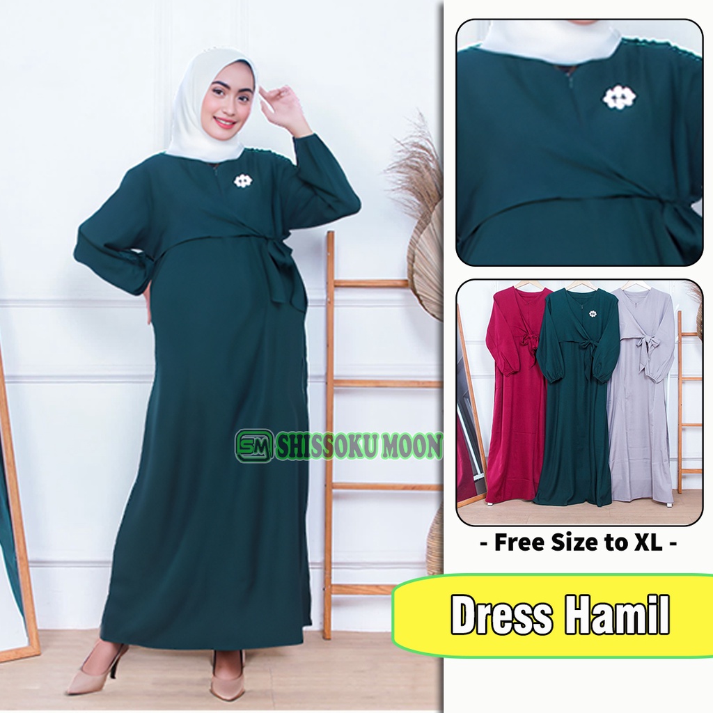 Dress Gamis Hamil Menyusui Model Muslimah Bahan Rayon Twill