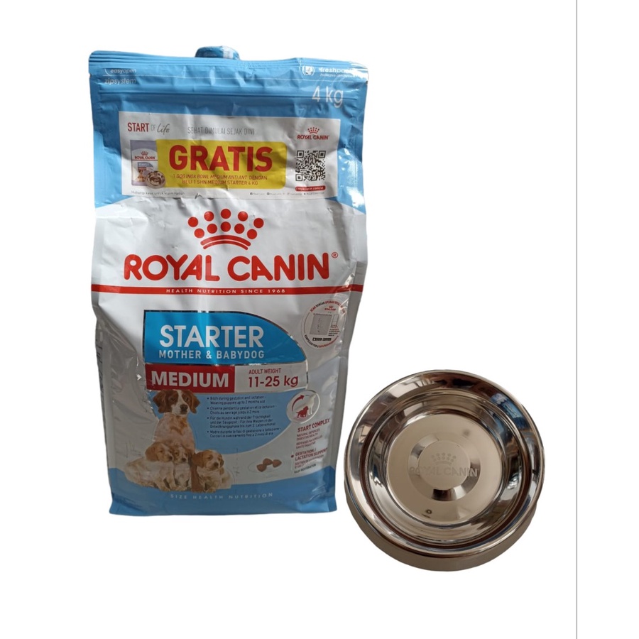 Royal Canin Medium Starter Mother &amp; Baby Dog 4Kg - FREE Bowl Stainless