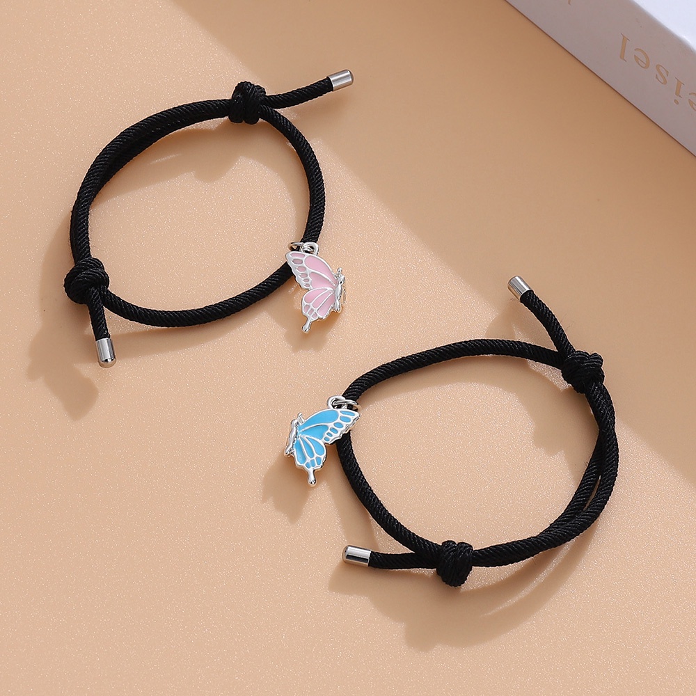 2pcs / Set Gelang Tangan Magnetik Model Sayap Kupu-Kupu Untuk Pasangan