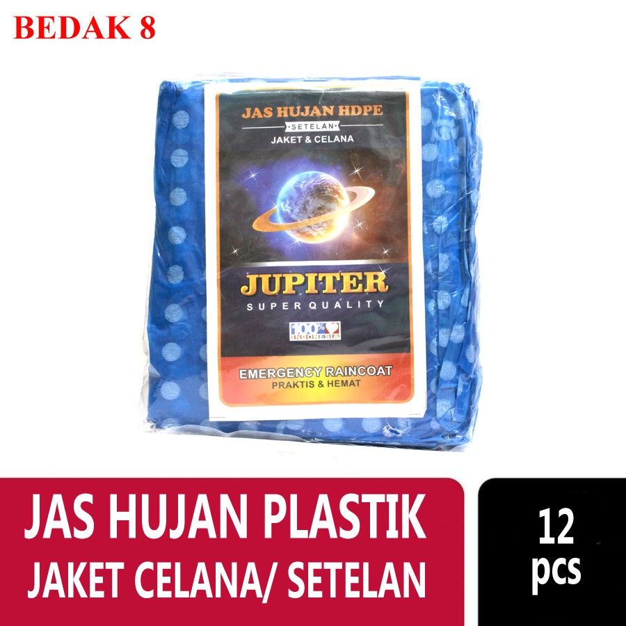 Jas Hujan Plastik Polkadot HDPE Jaket Celana/ Setelan isi 12 pcs