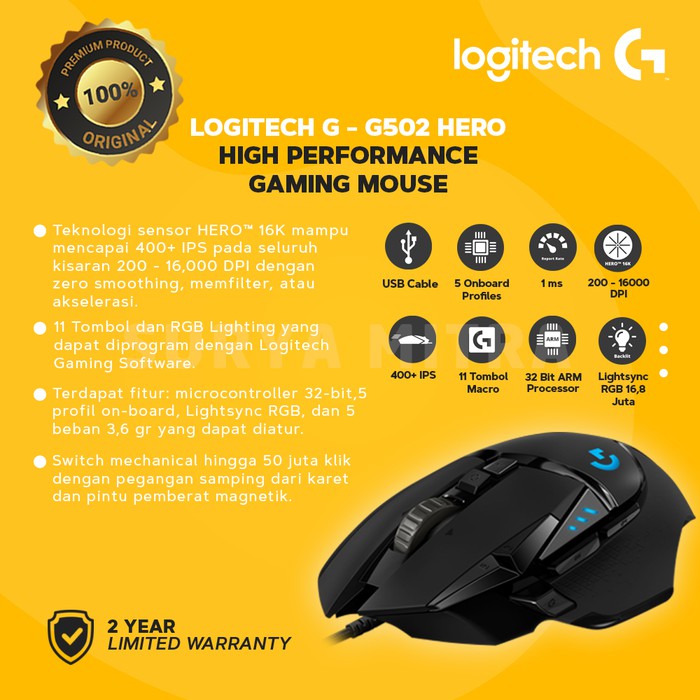 Mouse Gaming Logitech G502 Hero