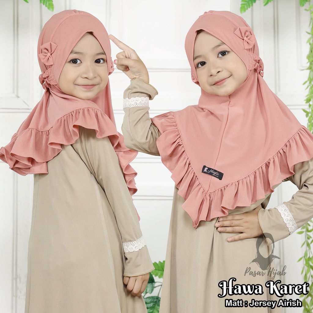 Jilbab Anak Hawa Karet Usia 2 - 5 tahun Kerudung Anak Jersey Airis Pasar Hija'b