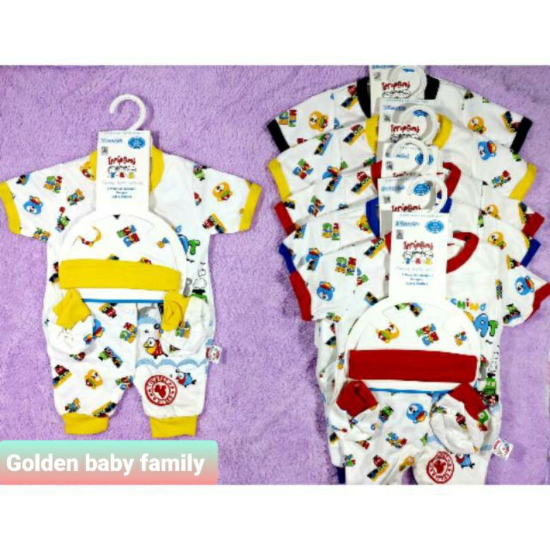 JUMPER SET PUTIH PENDEK MOTIF BONEKA 3 PANK /JUMPER + TOPI + SARUNG KAKI