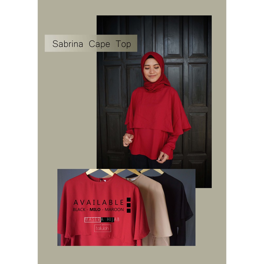 Tallulah Blouse Sabrina Cape Baju Atasan Pakaian Wanita Premium warna Maroon